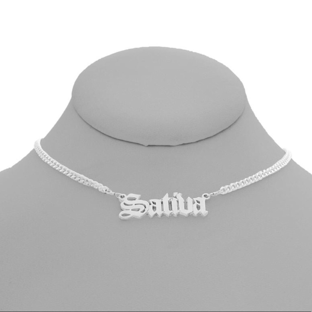 “SATIVA” Sterling Silver Nameplate Choker